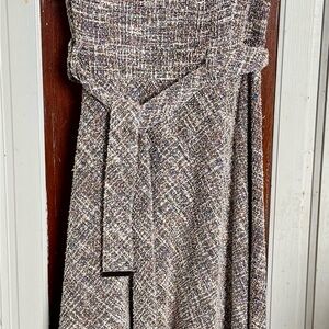 Calvin Klein Black and White Tweed Maxi Dress